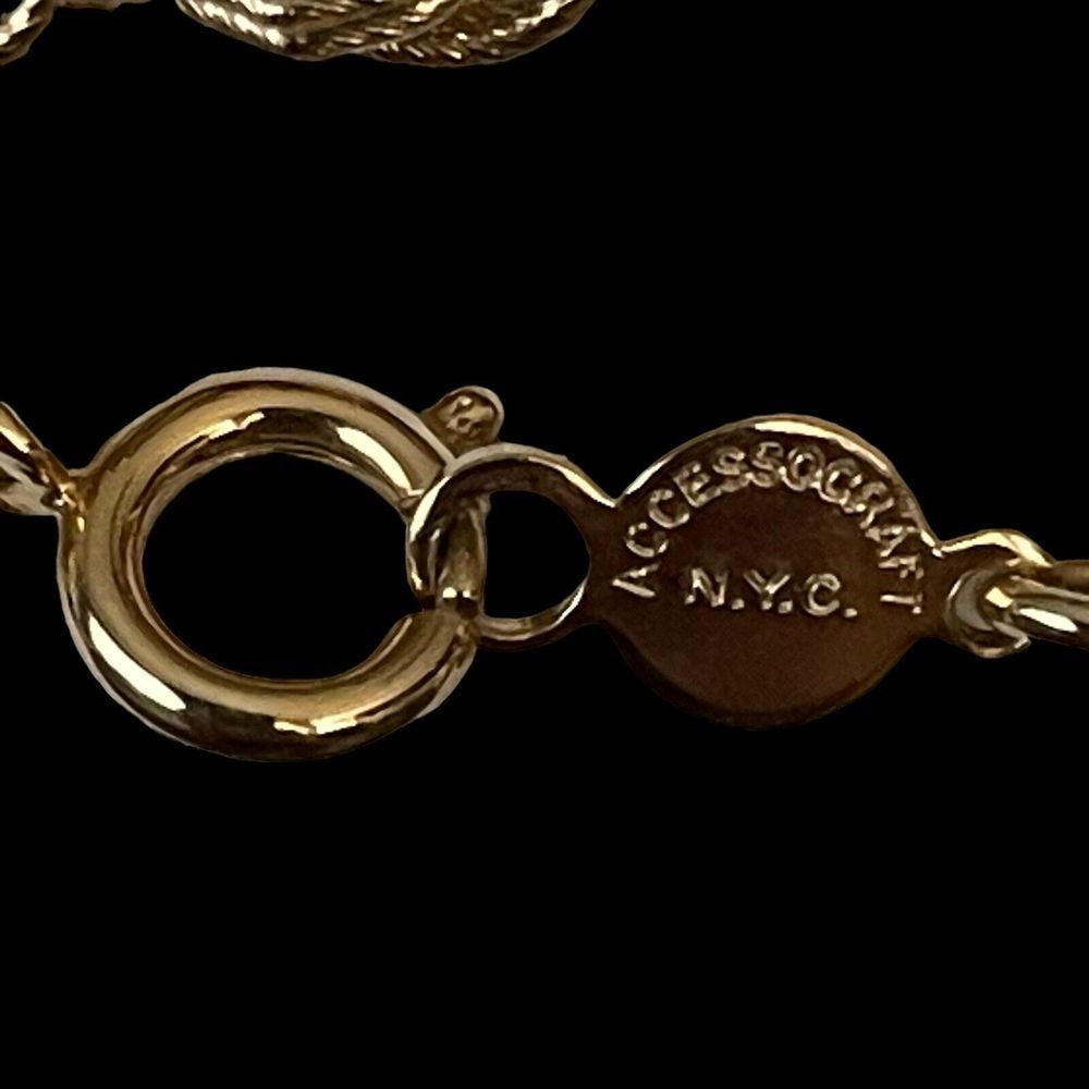 Vintage Signed Accessocraft NYC 32”L Necklace Gold-Tone Chunky Textured Chain - Picture 2 of 4